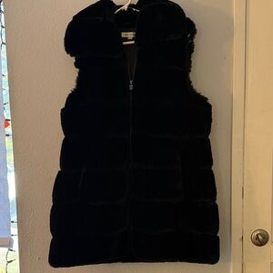 Via Spiga Black Faux Fur Vest